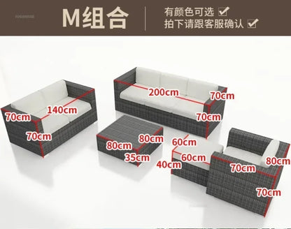Luxury Terrace Courtyard Garden Furniture Outdoor Garden Sofa Combination Outdoor Waterproof Sun Protection Leisure Sofa Chair N
