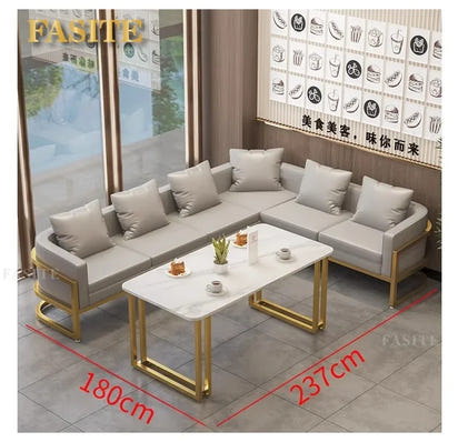 Linlamim Fabric Sofa Set Furniture Living Room Sofa Set with Desk and Stools / Big U Shape Cloth Couch Sofas for Home Furniture
