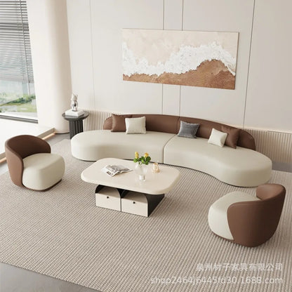 Nordic Fabric Sofa Office Business Reception Sofa Coffee Table Combination Beauty Salon Negotiation Leather Sofa