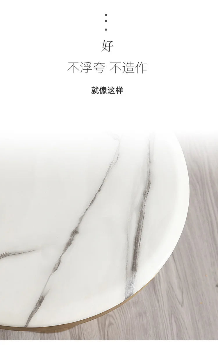 *Modern simple light luxury marble coffee table combination Nordic round small coffee table