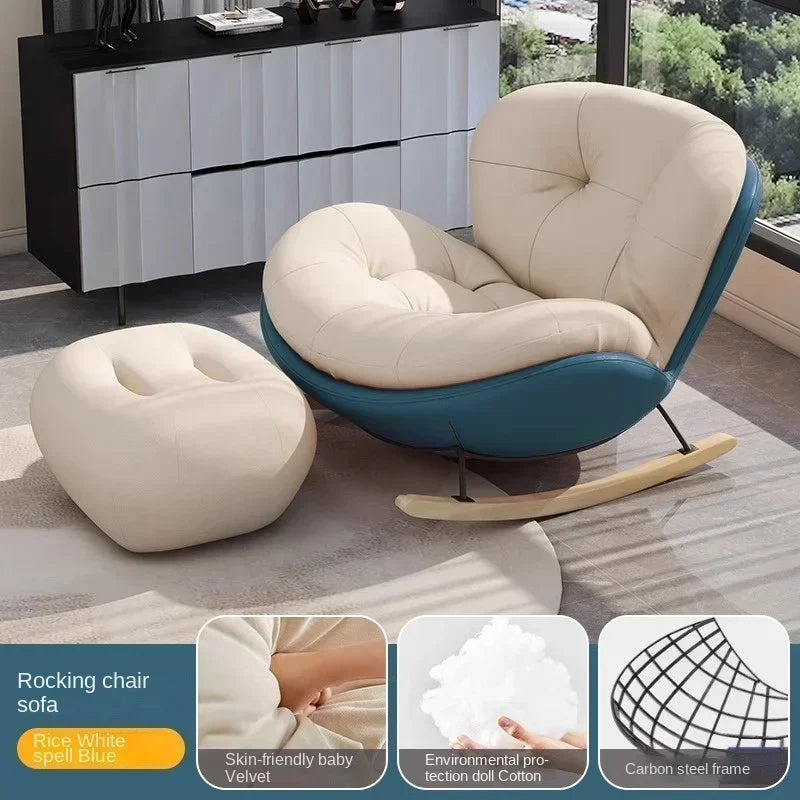 Cozy Snail Wooden Rocking Chair for Balcony and Living Room Lazy Large Rocking Sofa Chair for Leisure Time in Living Room