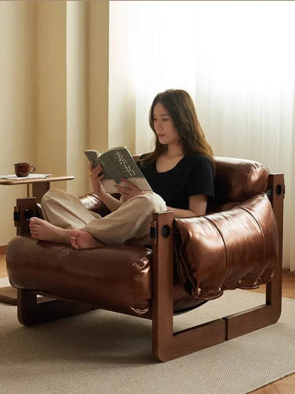 Leather Sofa Chair Luxury Living Room Armchair Single Person Lazy Lounge Chairs Modern Household Leisure Relaxation Chairs