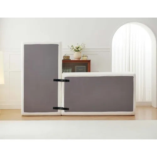 White cloud shaped sofa with L-shaped lounge chair, modern modular sofa with deep seat, suitable for living room, bedroom