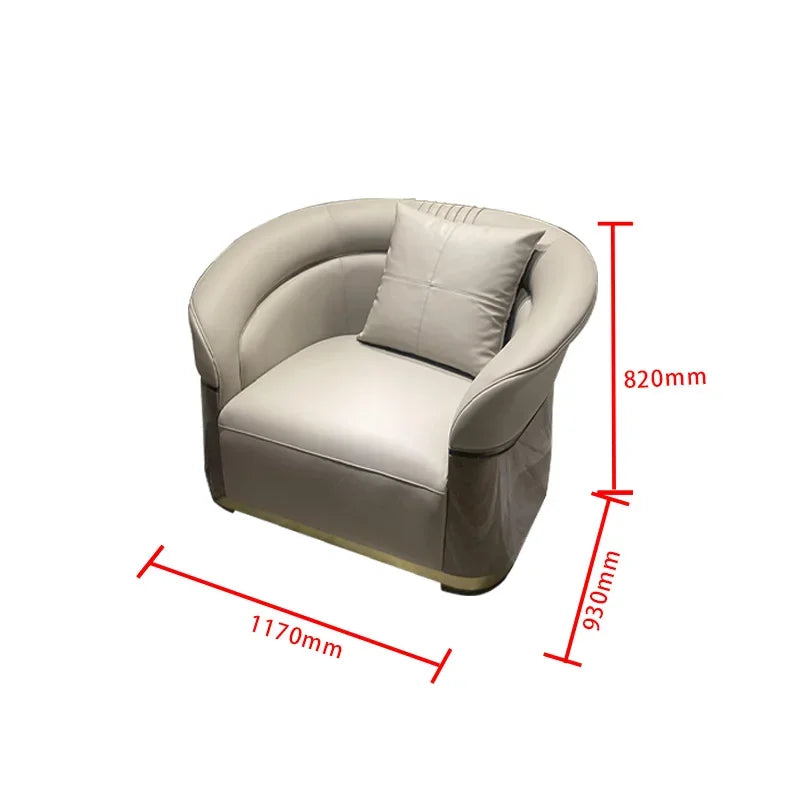 pg55Italian Style Light Luxury Genuine Leather Sofa Villa Living Room Large and Small Suite Combination