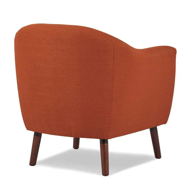 Orange Fabric Accent Chair 1pc Espresso Legs Button Tufted Solid Wood Living Room Furniture