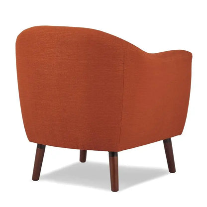Orange Fabric Accent Chair 1pc Espresso Legs Button Tufted Solid Wood Living Room Furniture