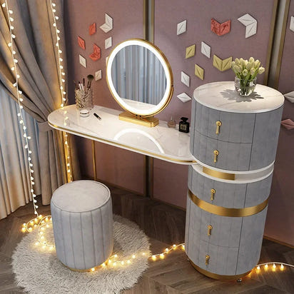 Bedroom Italian Light Luxury Dressing Table Wind Storage Cabinet One Small Apartment Makeup Dresser
