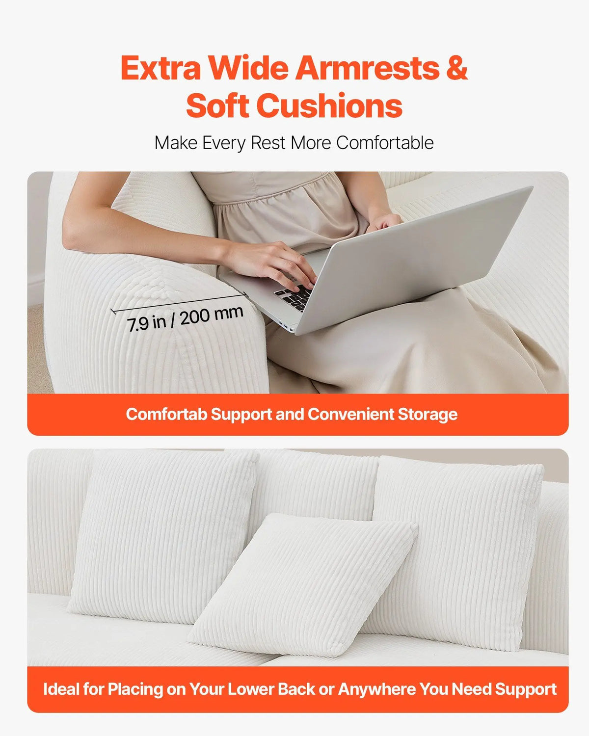 Luxury Modern Cloud Plush Sectional Sofa with 4 Pillows 112