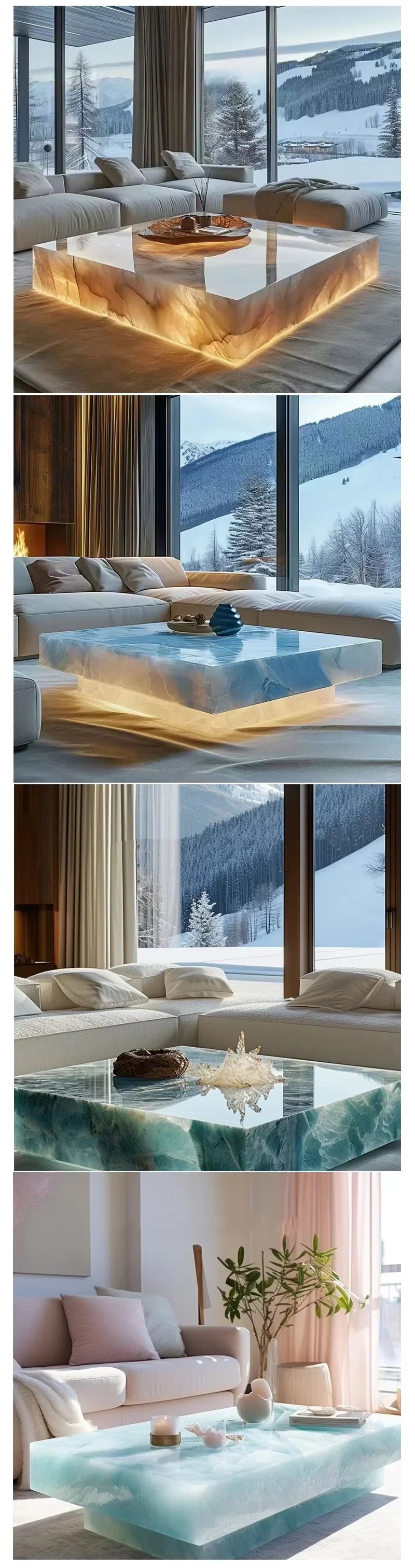 Custom-Size Modern Marble Onyx Coffee Table with RF Polishing Contemporary Design Contemporary Style Square Nature Stone