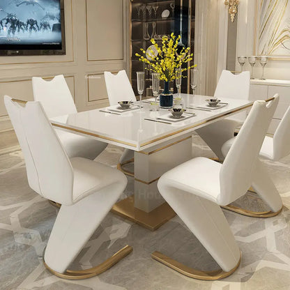 2 Pieces Chairs Modern Simple Z Shape Dining Chair PU Leather Home Living Room Chair Only Chairs (Table Is Not  Sale) C P