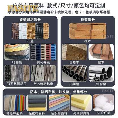 Outdoor teak rattan sofa, outdoor courtyard balcony furniture, garden waterproof and sun protection design