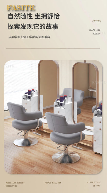 Portable Barbershop Salon Chair Luxury Beauty Gold Hairdressing Salon Chair Barber Swivel Silla Furniture