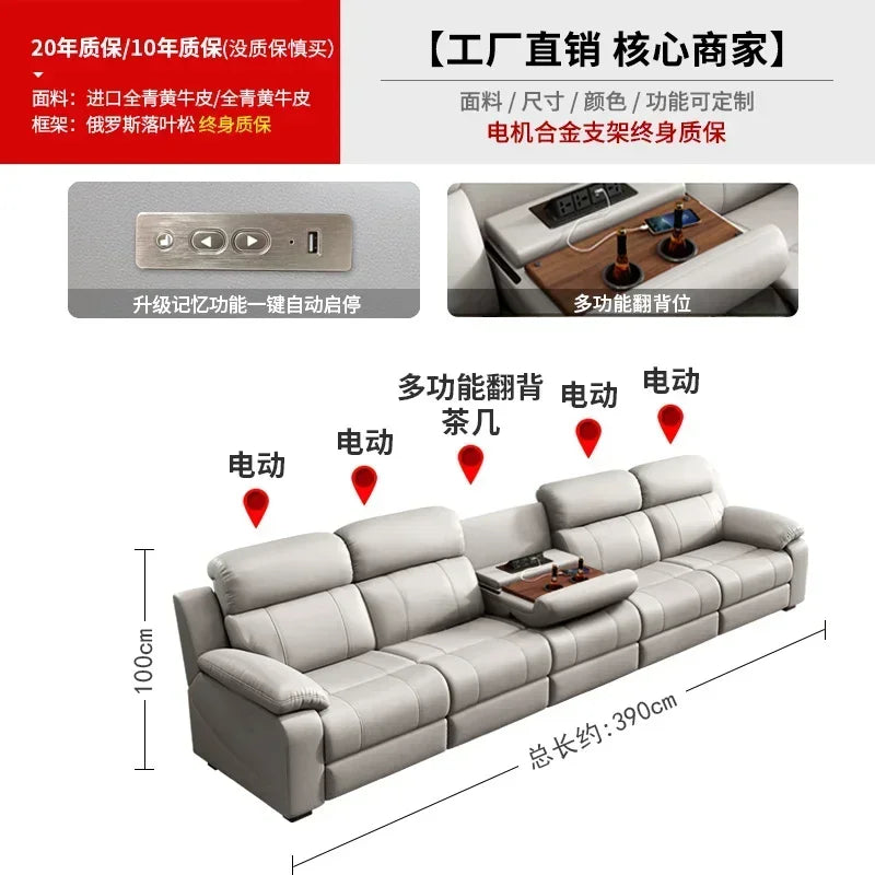 Designer Luxury Modern Sofa Genuine Leather Electric Italian Recliner Sofa Lounge Loveseat Divani Da Soggiorno Home Furniture