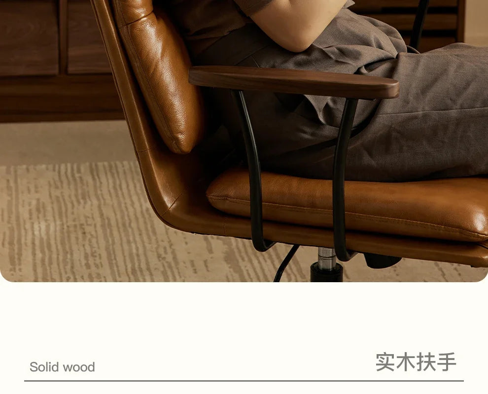O Black Walnut Book Chair Computer Chair Ergonomic Office Book Chair Comfortable And Sedentary Backrest Lifting And Rotating