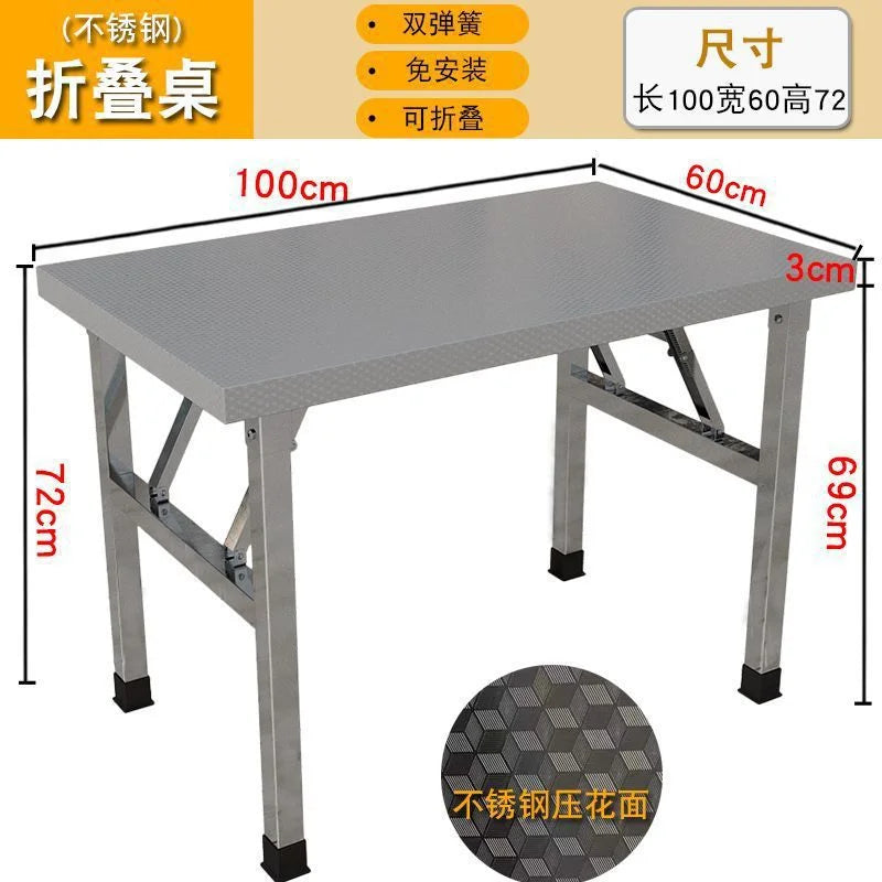 Square Folding Utility Table Home Restaurant Stainless Steel Dinner Tables Outdoor Indoor Portable Foldable Wedding Dining Table