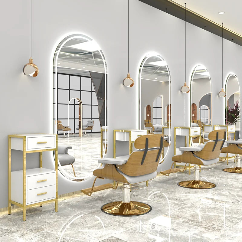 High-end Luxury LED Hairdressing Mirror Hanging Mirror Glass One Side Can Be Customized Size For Barber Shop
