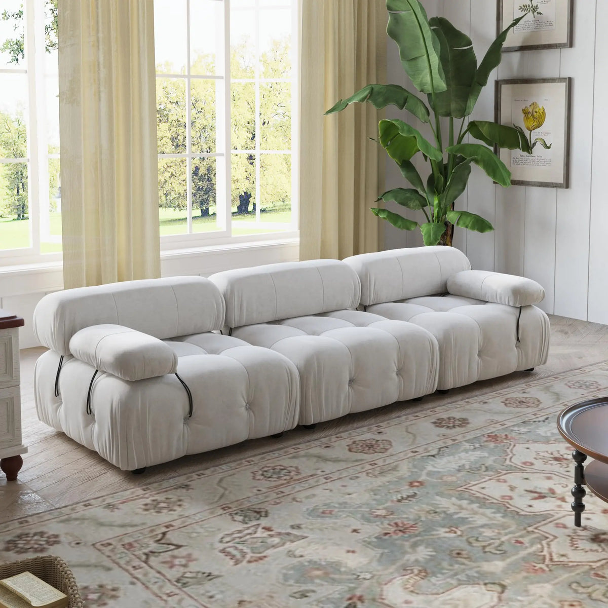Living Room Furniture Mario Bellini Modern Nordic L Shape 3 4 5 6 7 Seater White Velvet Modular Sectional Sofa Couch Set