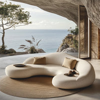 Curved Garden Furniture Living Room Wooden Sofa Sets Solid Wood Patio Sofa