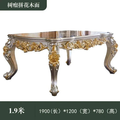 CL combination dining table and chairs all solid wood flower dining table villa restaurant household rectangular dining table