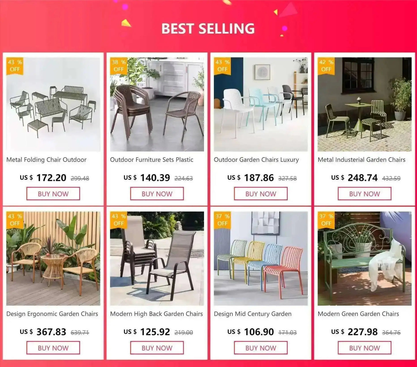 High Modern Back Garden Chairs Nordic Waterproof Comfortable Dining Garden Chairs Back Italian Style Mueble Jardin Furniture