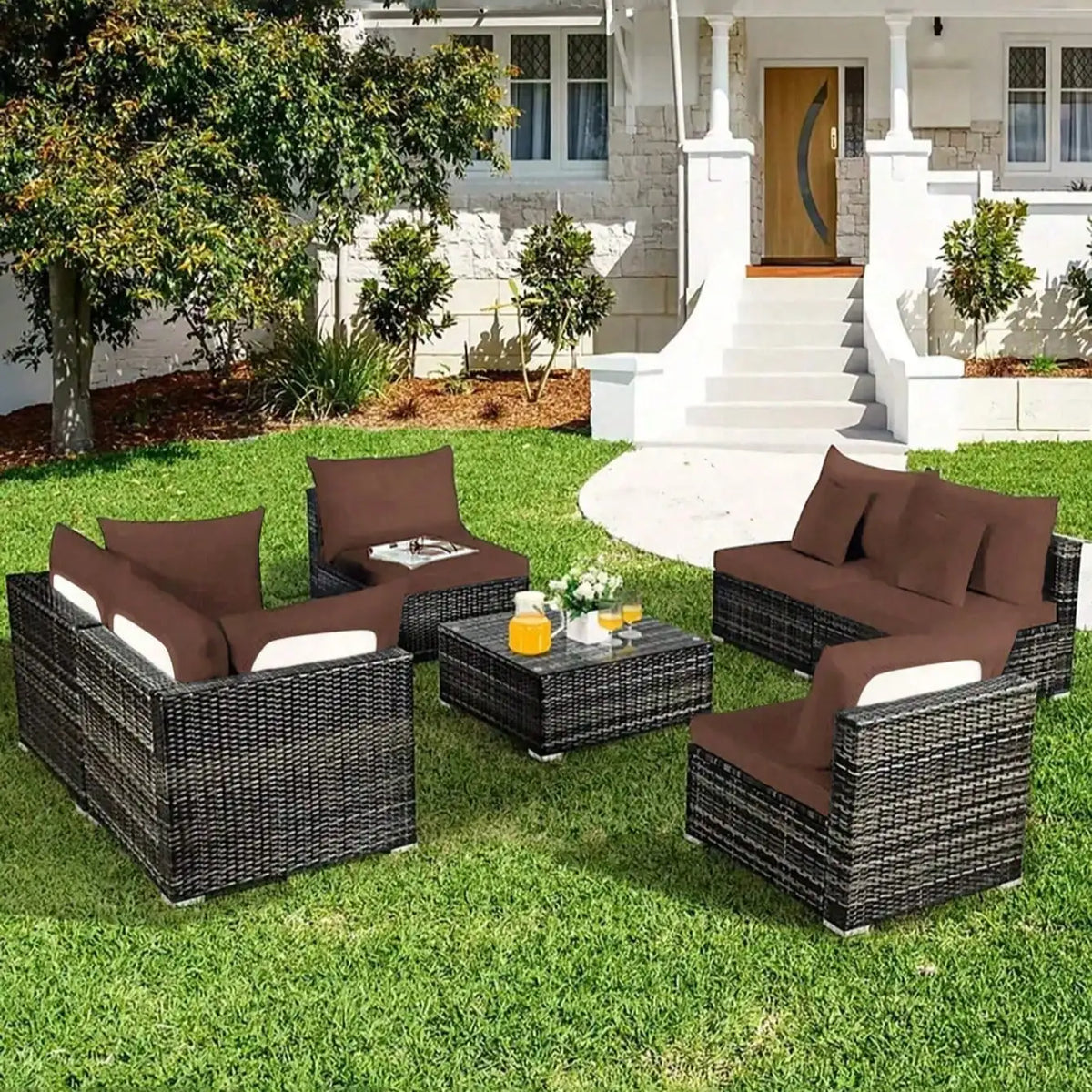 Outdoor Tropical Print Sofa Cushion Covers - Non-Slip Furniture Protectors, Replacement for Individual Seat Cushions