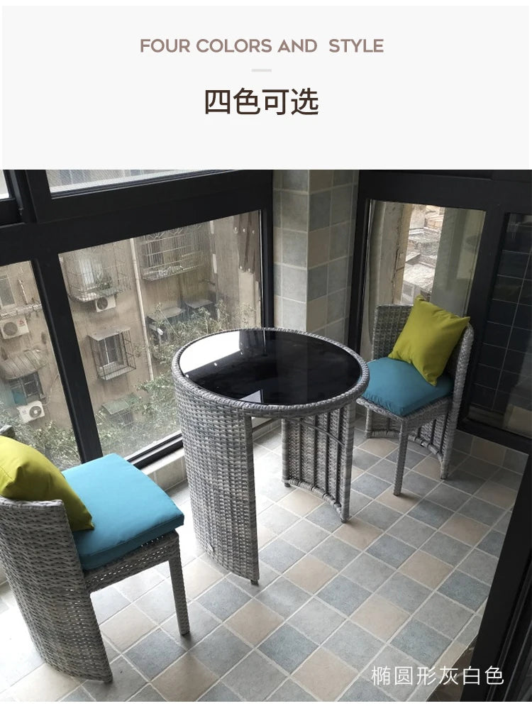 Rattan chair three-piece coffee table combination courtyard terrace outdoor small