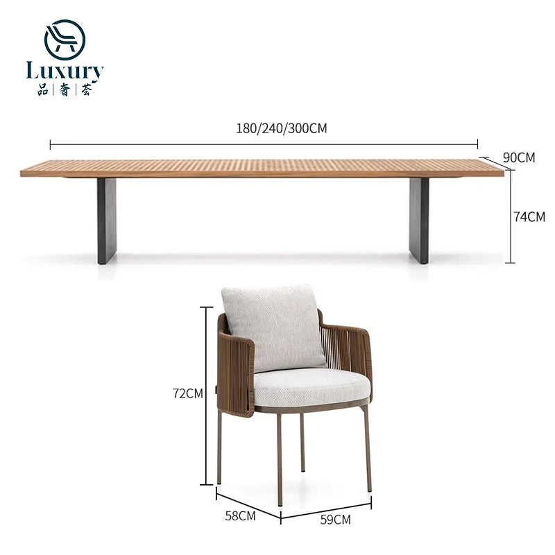 Modern Luxury Outdoor Patio Furniture Teak Wooden Dining Table And Chair Set