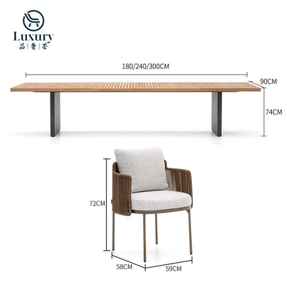 Modern Luxury Outdoor Patio Furniture Teak Wooden Dining Table And Chair Set