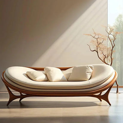 a3813  New Chinese-style solid wood sofa living room modern simple small apartment leather recliner sofa lazy chair