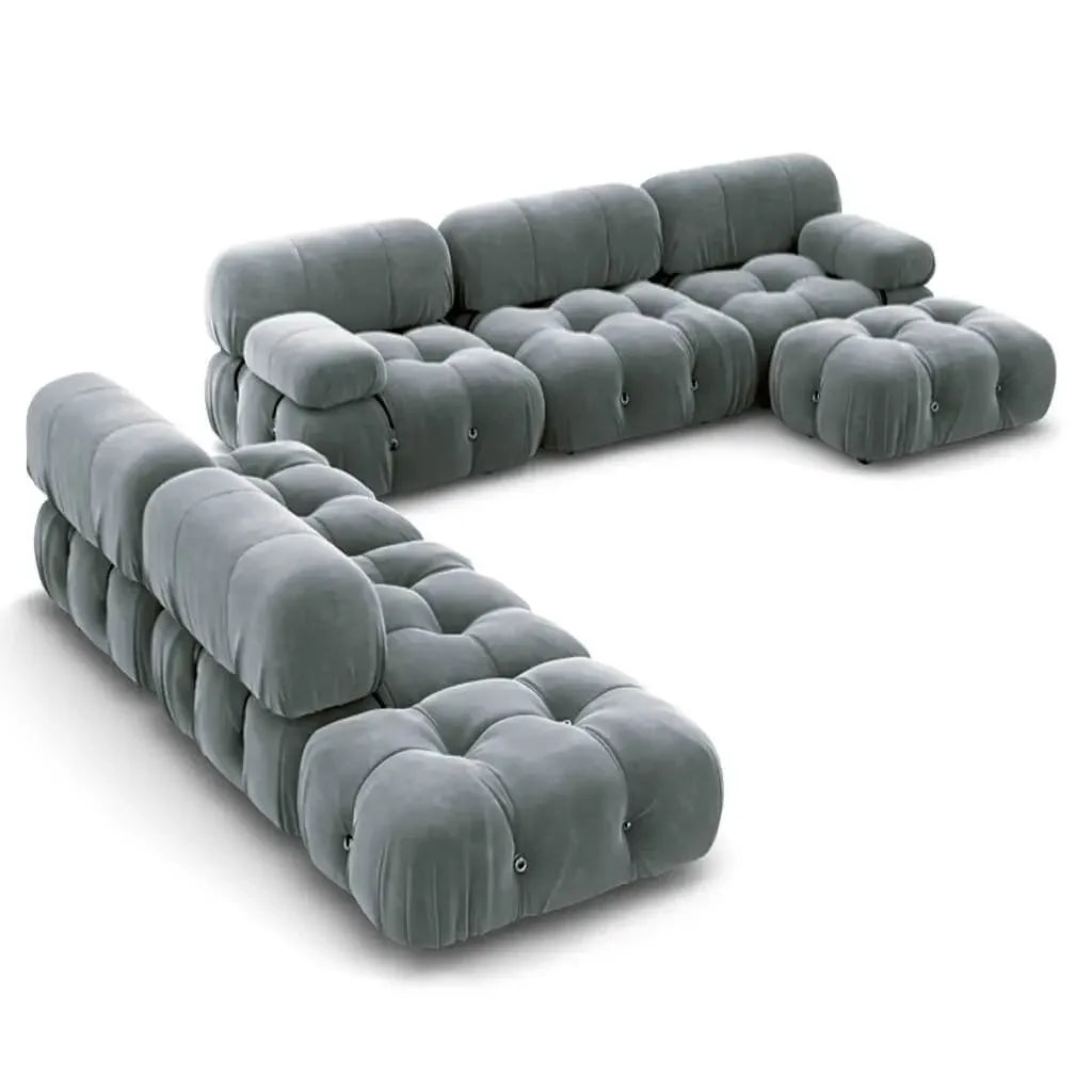 Luxury Sofa Living Room Furniture Curved Dresser Home Lounge Sofa Sets Italian Modern Fabric Velvet Sofa Set Furniture