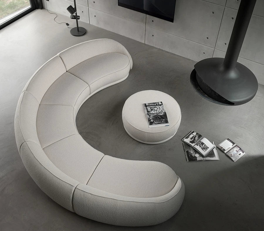 Nordic Italian wabi style living room moon technology cloth lamb wool Internet celebrity half arc light luxury