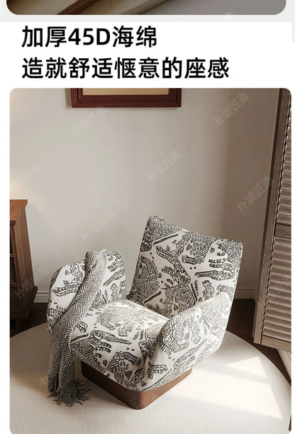 Solid wood single leisure sofa living room medieval   retro reclining chair resting area reception designer single chair