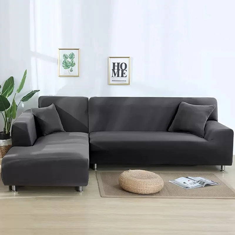 Elastic Solid Color Sofa Cover for Living Room All-inclusive Spandex Couch Cover Sectional Furniture Slipcover 1/2/3/4 Seater