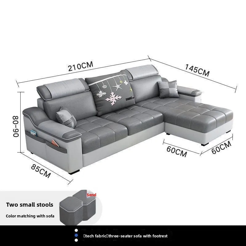 Fully Furnished Living Room Modern Fabric Sofa 3-Seater Removable Washable Cotton Linen Apartment Size
