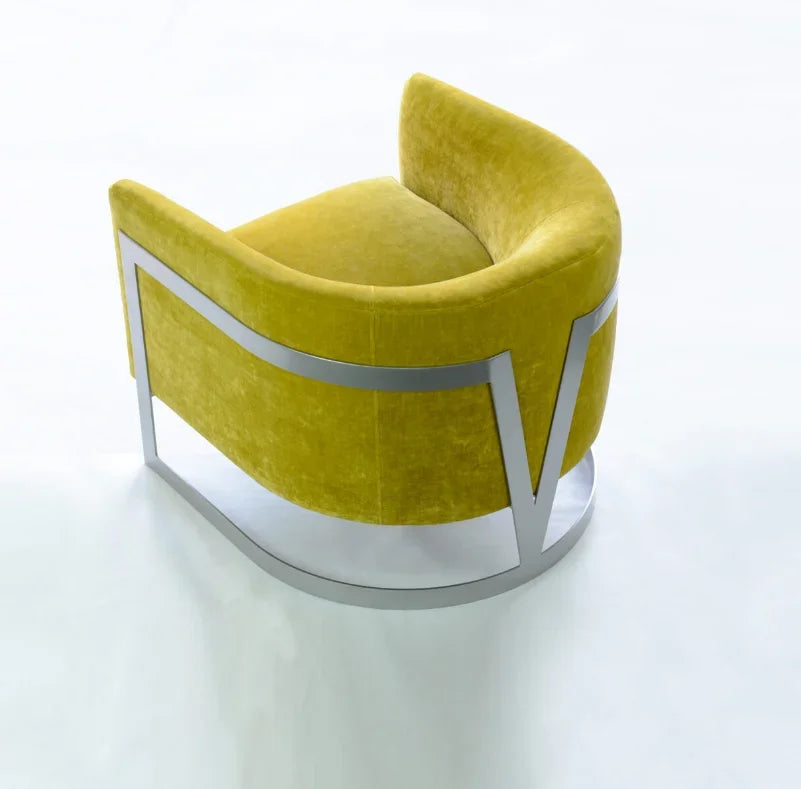 2022 Luxury Gold Stainless Steel Accent Chair Velvet Upholster V Shaped Lounge Chair For Home Hotel