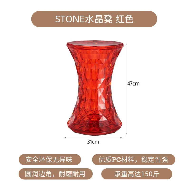 Nordic creative crystal stool Nordic simple color transparent bathroom home shoe changing  creative ins low