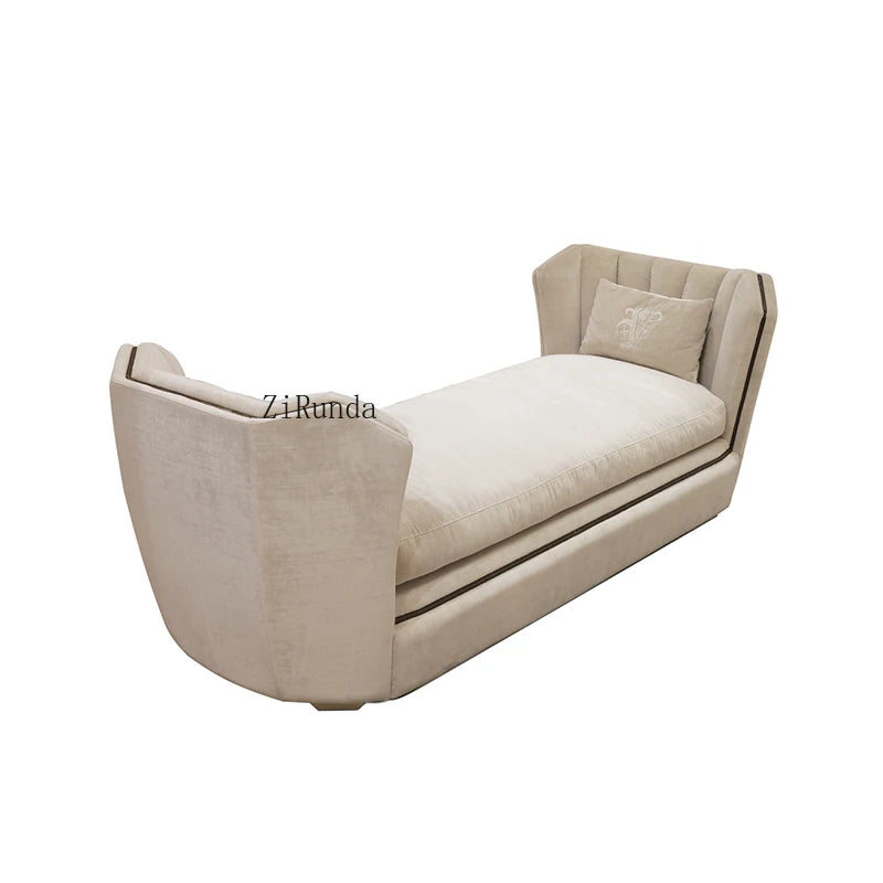 High-quality luxury white modern sofa with solid wood frame and metal, suitable for home or villa furniture
