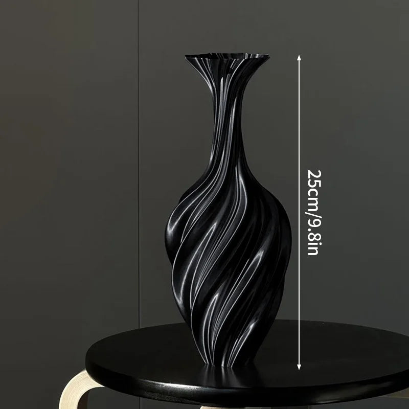 Modern Style Vase Room Decoration Plastic Flower Vase Wihte Black Flower Bottle Aesthetic Floral Arrangement Display Vase