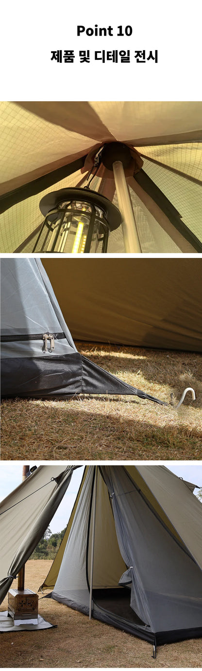 4 Season Hot Tent with Stove Jack Winter Teepee Tent Waterproof Camping Tipi Tent for 2 3 4 Person Outdoor Bushcraft Hiking