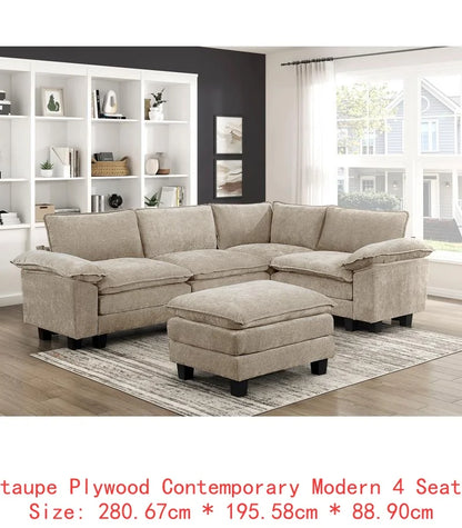 Modern 6-Piece Modular Sectional Sofa Set in Plush Chenille Upholstery for Comfortable Living Room Furniture - Durable Plywood