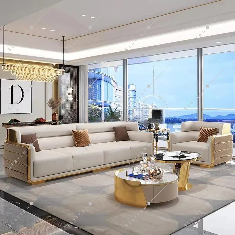 Modern Chesterfield Villa Sofa Royal Living Room Sofas Leather Full Set of Couches Decor Home Sofa Living Room Luxury Furniture