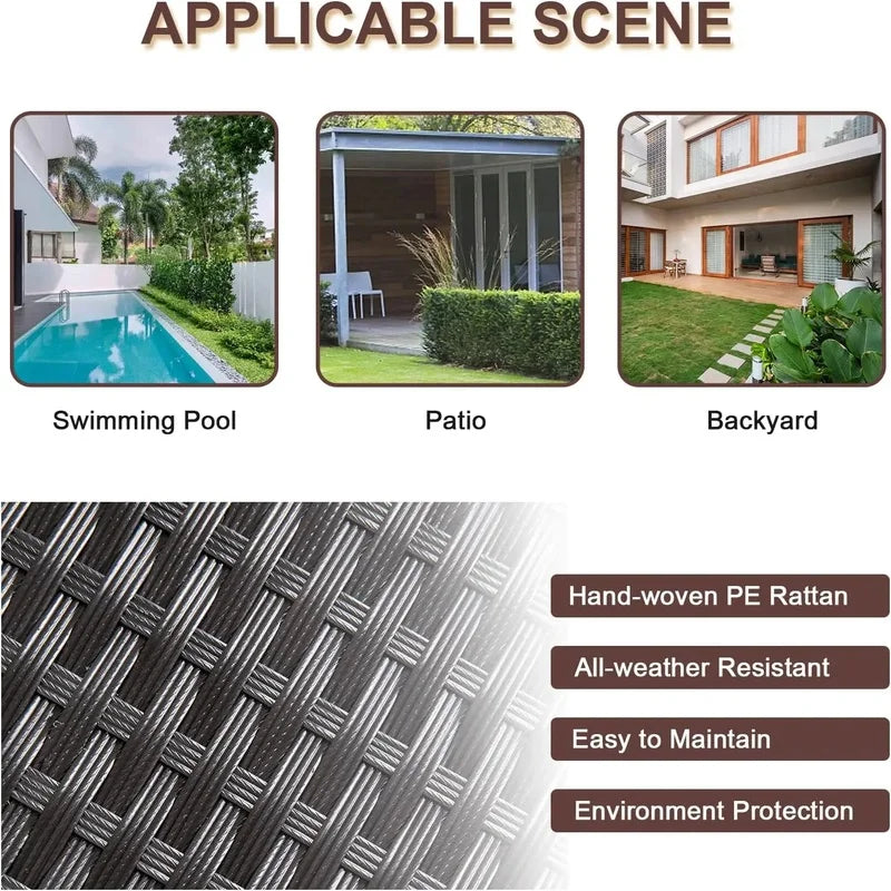 Outdoor Black PE Wicker Patio Sectional Sofa Set - All-Weather Couch Seating