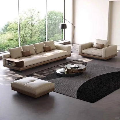 Modern Sofa Italian Minimalist High-end Living Room Sofa Leather Straight Row Leather