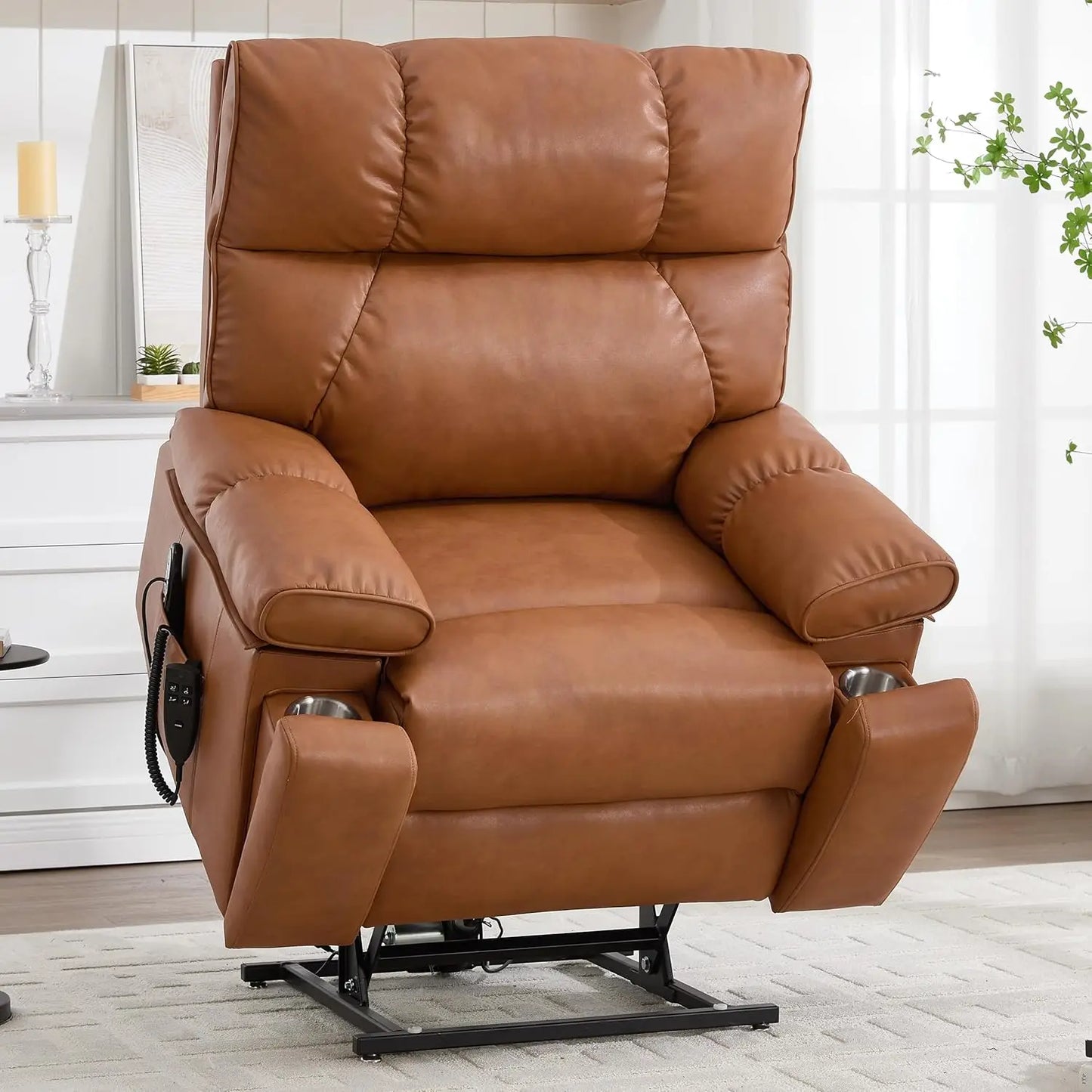 Dual Motor Power Lift Chair for Elderly with Vibration Massage and Lumbar Heating for Living Room, Electric Lay Flat Recliner