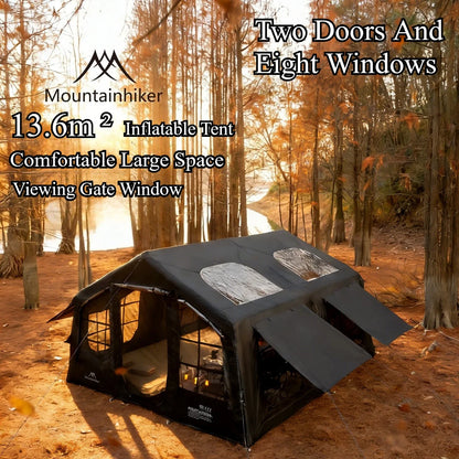 Mountainhiker 13.6㎡ Large Inflatable Tent Outdoor Camping 8-10 Person Tent Rainproof Family Awning Beach Quick Open Fishing Park