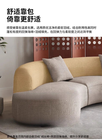 Sofa French retro medieval style curved module combination sofa wabi sandy wind large flat-floor villa fabric #