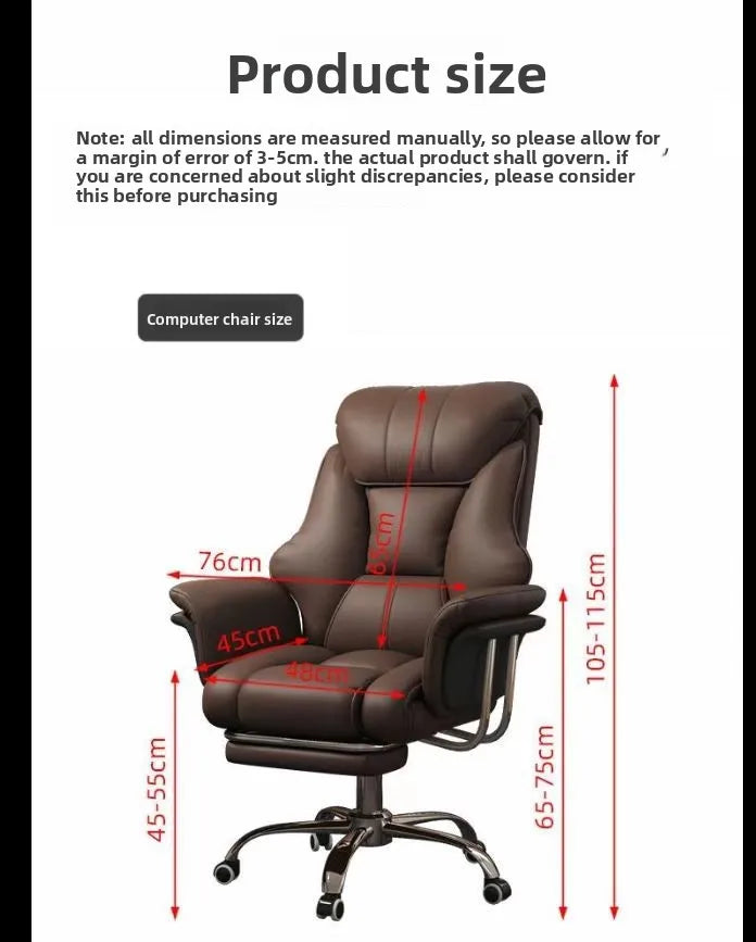 Ergonomic Reclining Office Chair with Footrest PU Leather Executive Swivel Computer Desk Chair Aluminum Base for Home Office