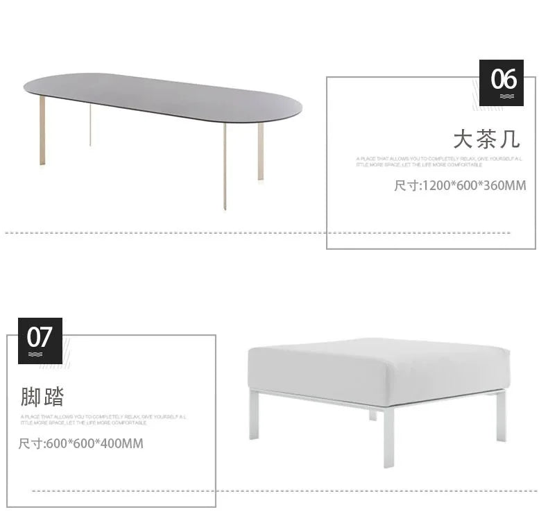 Outdoor stainless steel sofa Hotel sales office Terrace Dining table and chairs