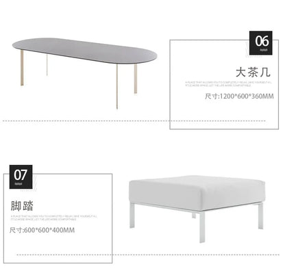 Outdoor stainless steel sofa Hotel sales office Terrace Dining table and chairs