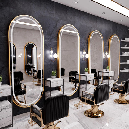 Design Modern Lightweight Luxury Oval Square Mirror Hair Salon Furniture Set Hot Sale